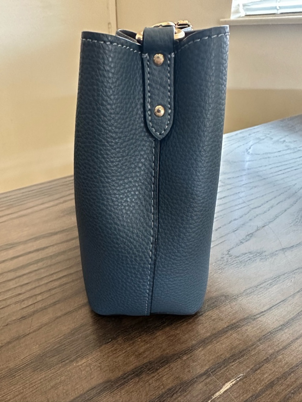 Coach Blue Pebbled Leather Bucket Bag with Gold Hardware - Picture 4 of 7